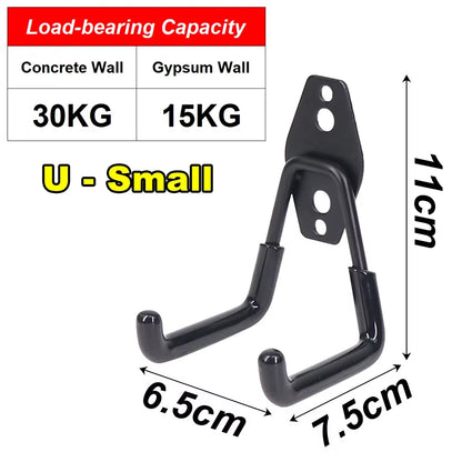 Garage Heavy Duty Metal Hook Organizer Steel Wall Mount Anti-Slip Bicycle Hanger Hooks Ladders Bulky Items Storage Garden Tool
