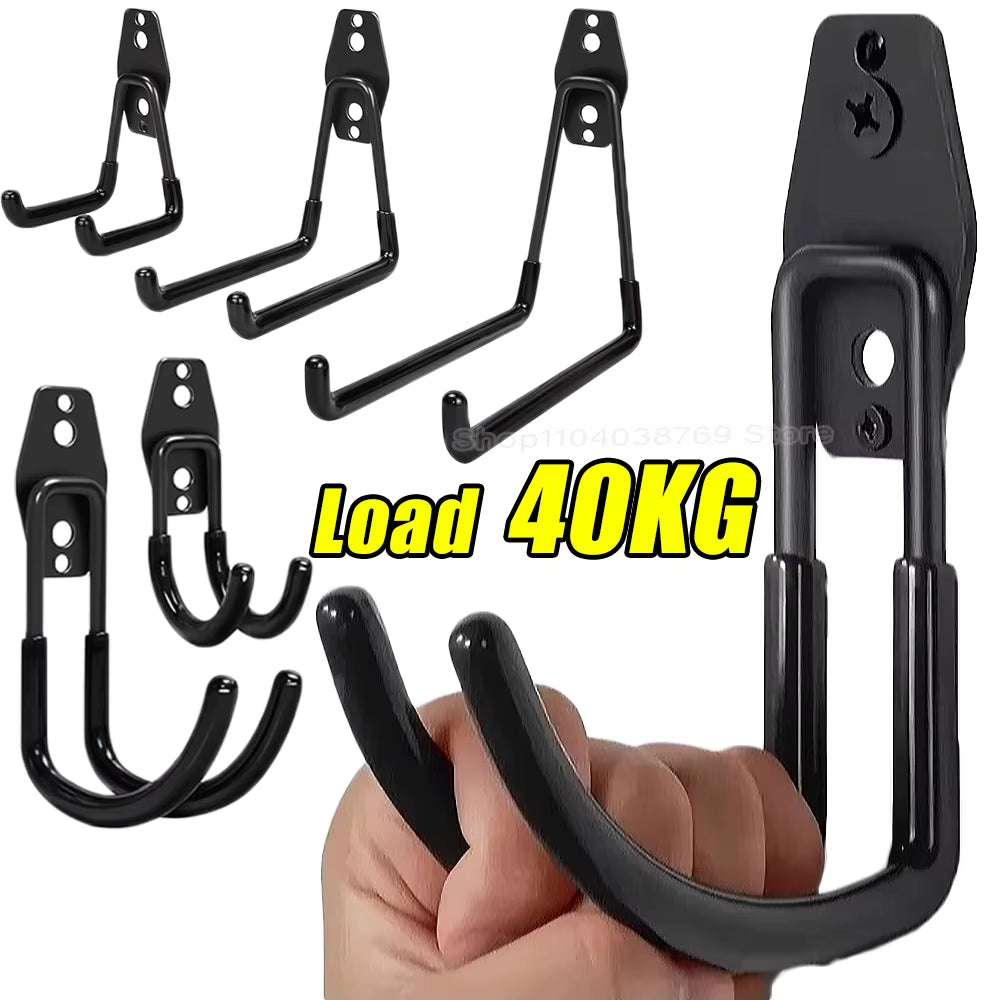 Garage Heavy Duty Metal Hook Organizer Steel Wall Mount Anti-Slip Bicycle Hanger Hooks Ladders Bulky Items Storage Garden Tool