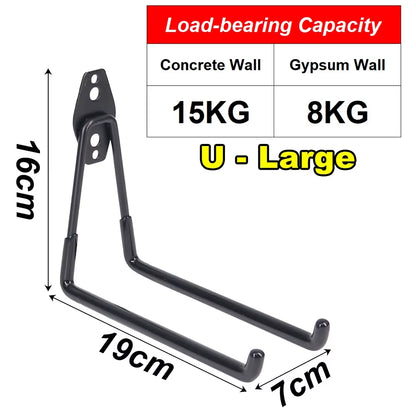 Garage Heavy Duty Metal Hook Organizer Steel Wall Mount Anti-Slip Bicycle Hanger Hooks Ladders Bulky Items Storage Garden Tool