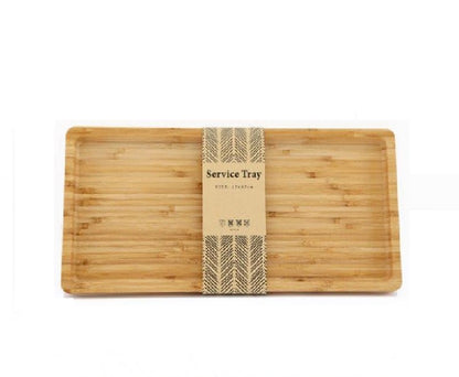 Bamboo Tea Fruit Holder Storage Section Plate Cup Saucer Tray Serving Wood Trays