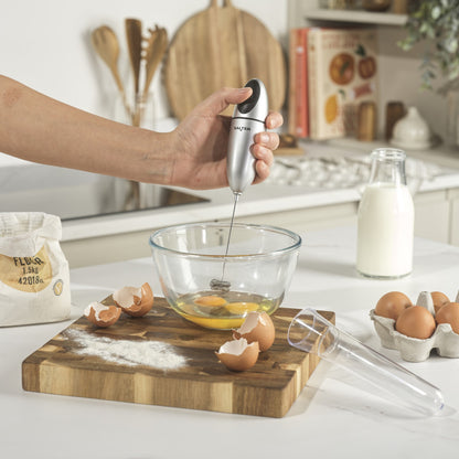 Salter Handheld Milk Frother Battery Operated Electric Whisk Double Coil