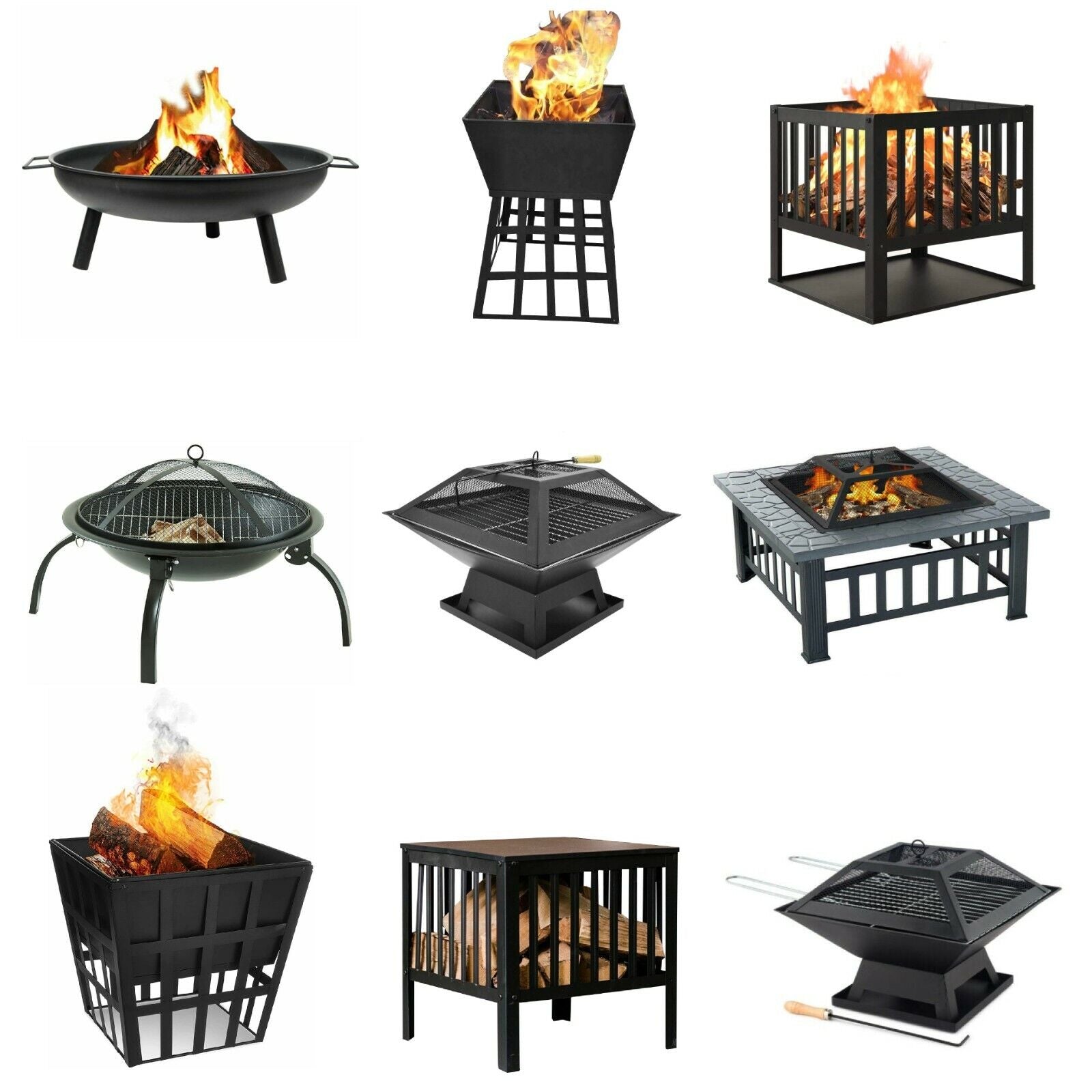 OUTDOOR FIRE PIT GARDEN FIRE PIT CAMPING PATIO HEATER LARGE LOG BURNER BBQ