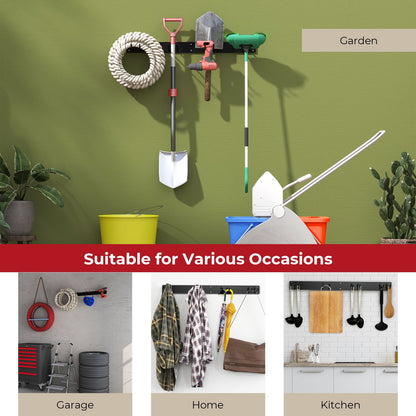 Wall Mounted Tool Storage Organizer with 4 Double Layer Hooks