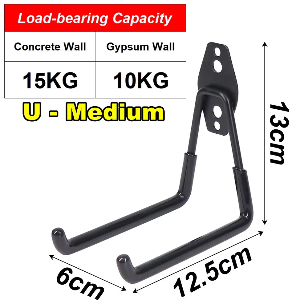 Garage Heavy Duty Metal Hook Organizer Steel Wall Mount Anti-Slip Bicycle Hanger Hooks Ladders Bulky Items Storage Garden Tool