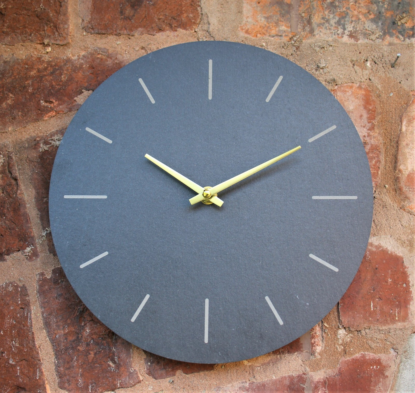 Wall Clock Grey Natural Slate Indoor Outdoor Hand Finished Clock 25Cm