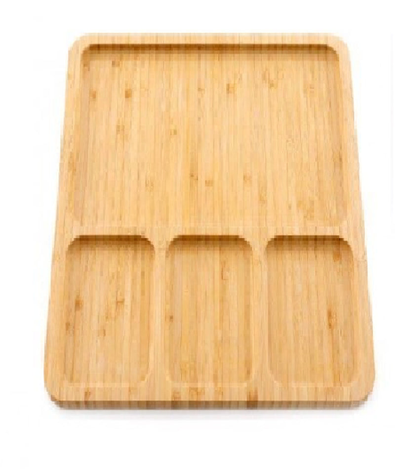 Bamboo Tea Fruit Holder Storage Section Plate Cup Saucer Tray Serving Wood Trays