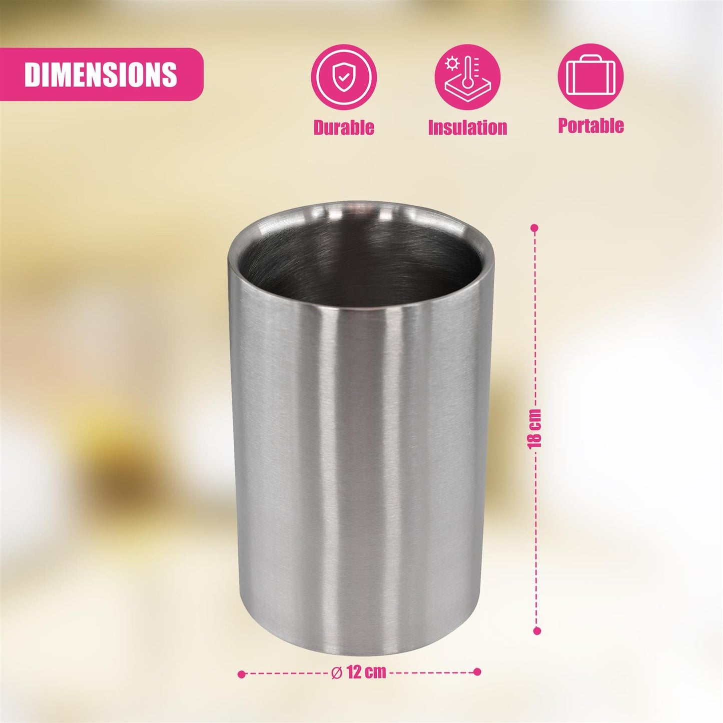 Champagne Bottle Ice Cooler Stainless Steel Double Walled Brushed Wine Cooler