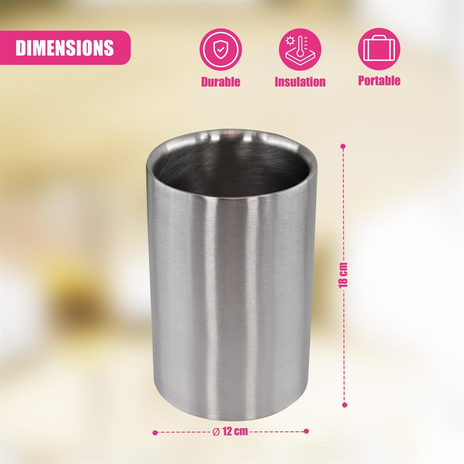 Champagne Bottle Ice Cooler Stainless Steel Double Walled Brushed Wine Cooler