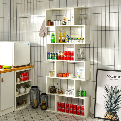 6-Tier S-Shaped Wooden Industrial Bookshelf