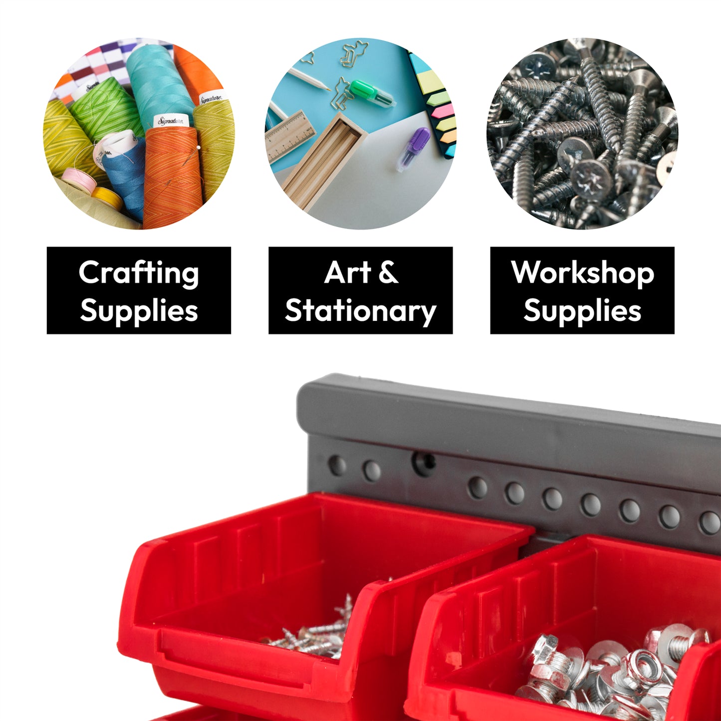 32 PC WALL MOUNTED GARAGE STORAGE BIN WORKSHOP ORGANISER RACK DIY TOOL BOXES