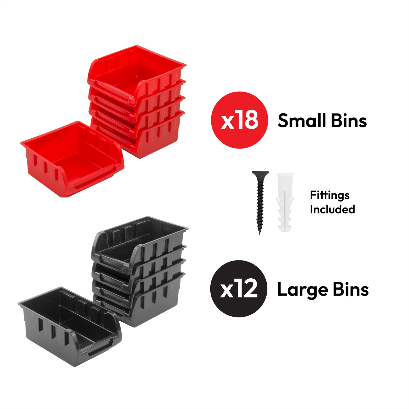 32 PC WALL MOUNTED GARAGE STORAGE BIN WORKSHOP ORGANISER RACK DIY TOOL BOXES