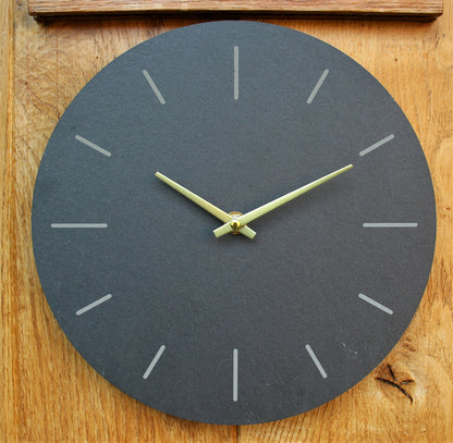 Wall Clock Grey Natural Slate Indoor Outdoor Hand Finished Clock 25Cm