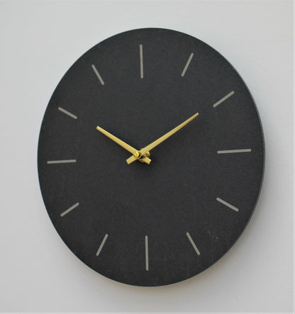 Wall Clock Grey Natural Slate Indoor Outdoor Hand Finished Clock 25Cm