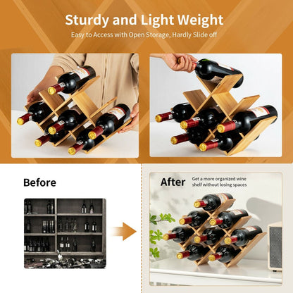 8-Bottle Bamboo Wine Rack with Odorless Painting for Home and Bar