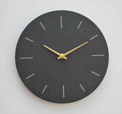 Wall Clock Grey Natural Slate Indoor Outdoor Hand Finished Clock 25Cm