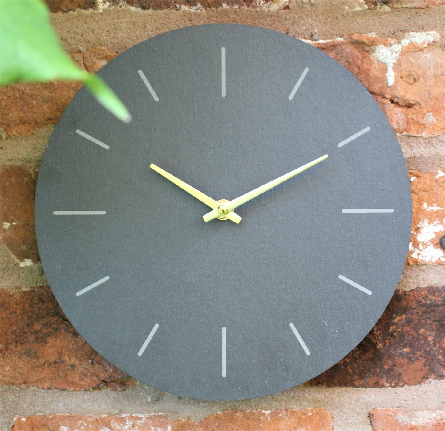 Wall Clock Grey Natural Slate Indoor Outdoor Hand Finished Clock 25Cm