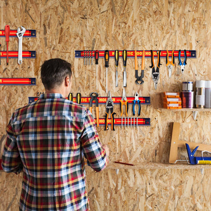 Set of 6 Magnetic Tool Strip Holder Garage Rail Wall Mounted Bits Storage Rack