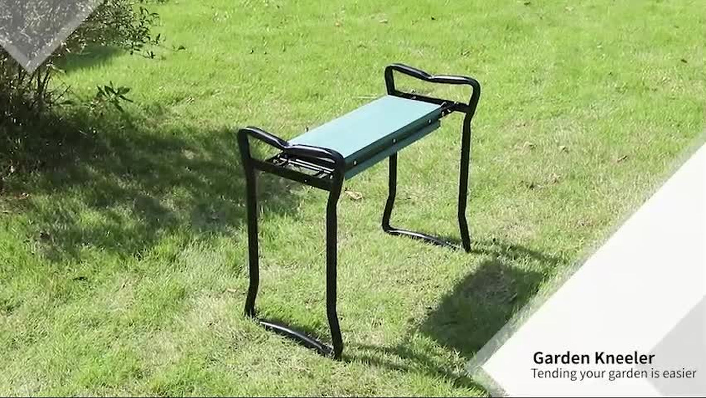 Garden Kneeler 2 in 1 Ergonomic Design Knee Pad Support Bench Foldable, Green
