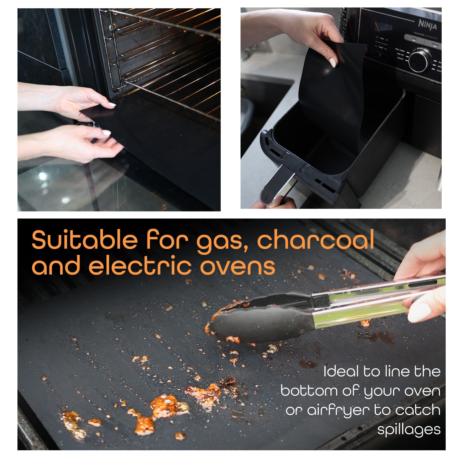 WISDOMWELL Non Stick BBQ Grill Mat 5 Pack Free 12" BBQ Tongs Silicone Brush