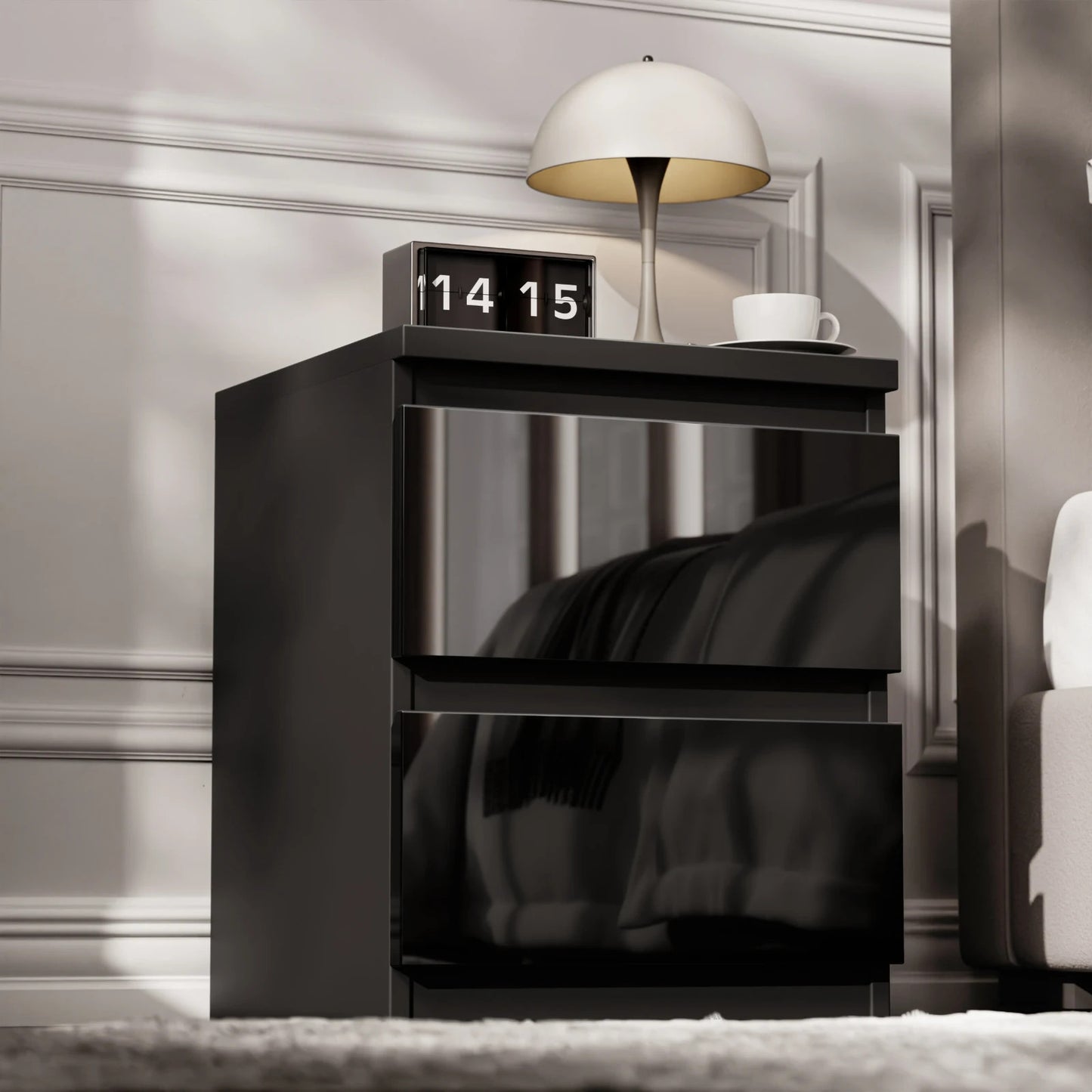 High Gloss Chest of Drawers Bedside Cabinet Tall Wide Storage Bedroom Furniture