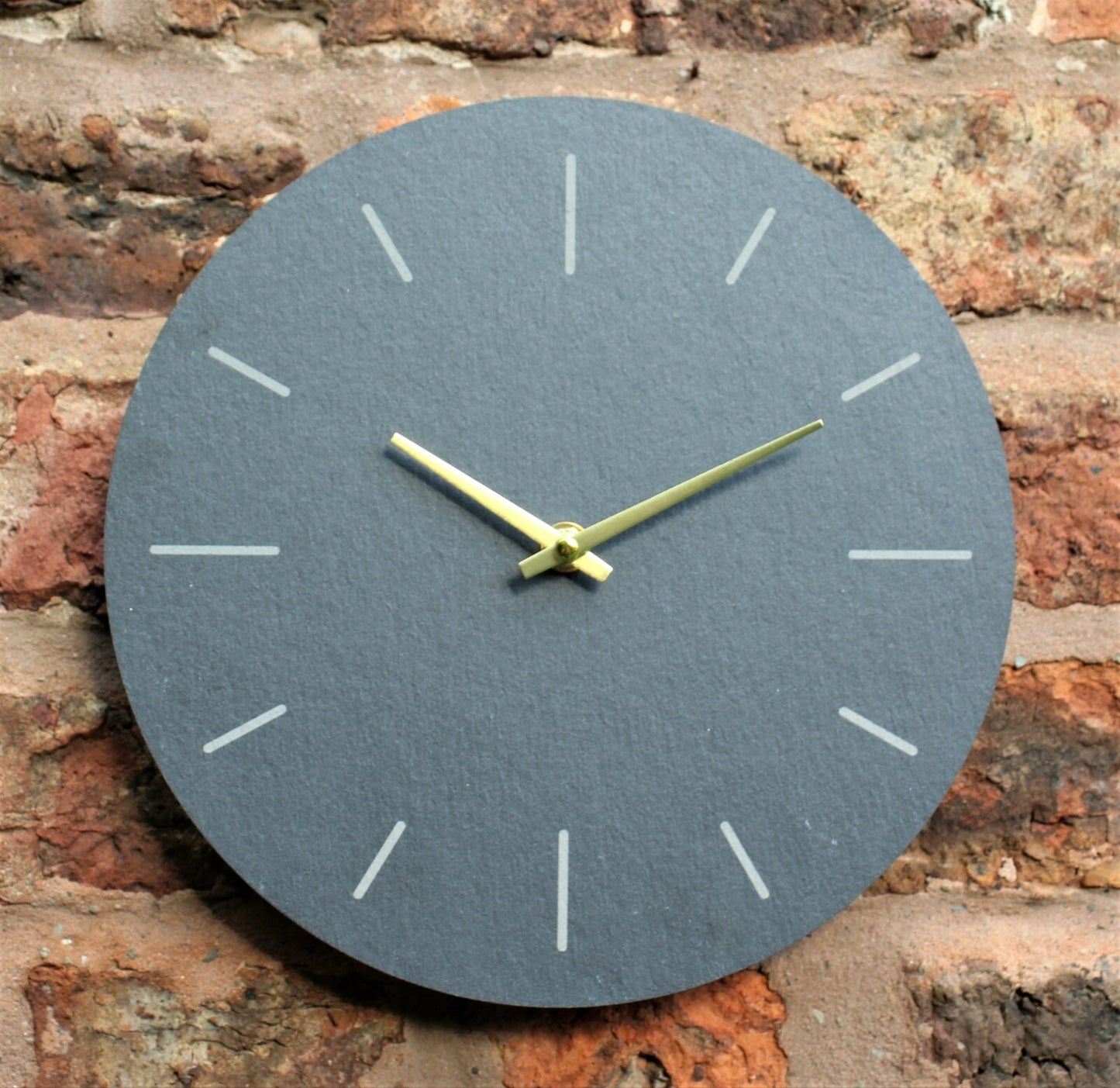 Wall Clock Grey Natural Slate Indoor Outdoor Hand Finished Clock 25Cm