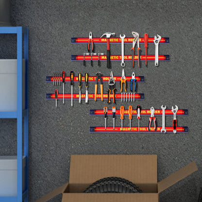 Set of 6 Magnetic Tool Strip Holder Garage Rail Wall Mounted Bits Storage Rack
