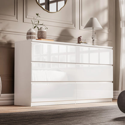 High Gloss Chest of Drawers Bedside Cabinet Tall Wide Storage Bedroom Furniture