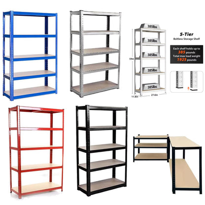 Shelving Unit for Garage Shed Storage, 5 Tier Shelf Unit, Boltless Racking Adjustable Shelf Rack Unit Free Standing Work