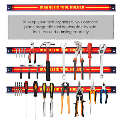 Set of 6 Magnetic Tool Strip Holder Garage Rail Wall Mounted Bits Storage Rack