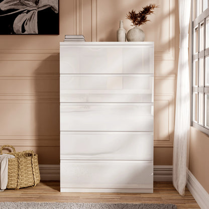 High Gloss Chest of Drawers Bedside Cabinet Tall Wide Storage Bedroom Furniture