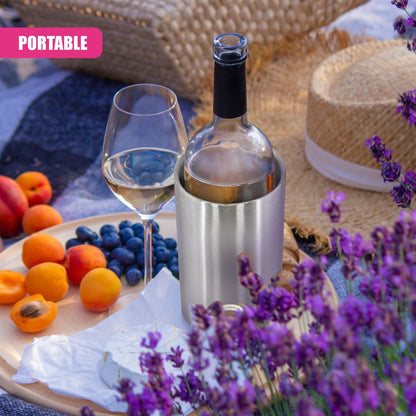 Champagne Bottle Ice Cooler Stainless Steel Double Walled Brushed Wine Cooler