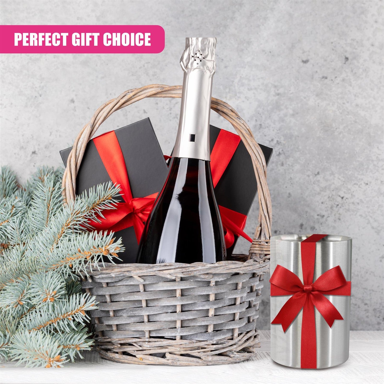 Champagne Bottle Ice Cooler Stainless Steel Double Walled Brushed Wine Cooler