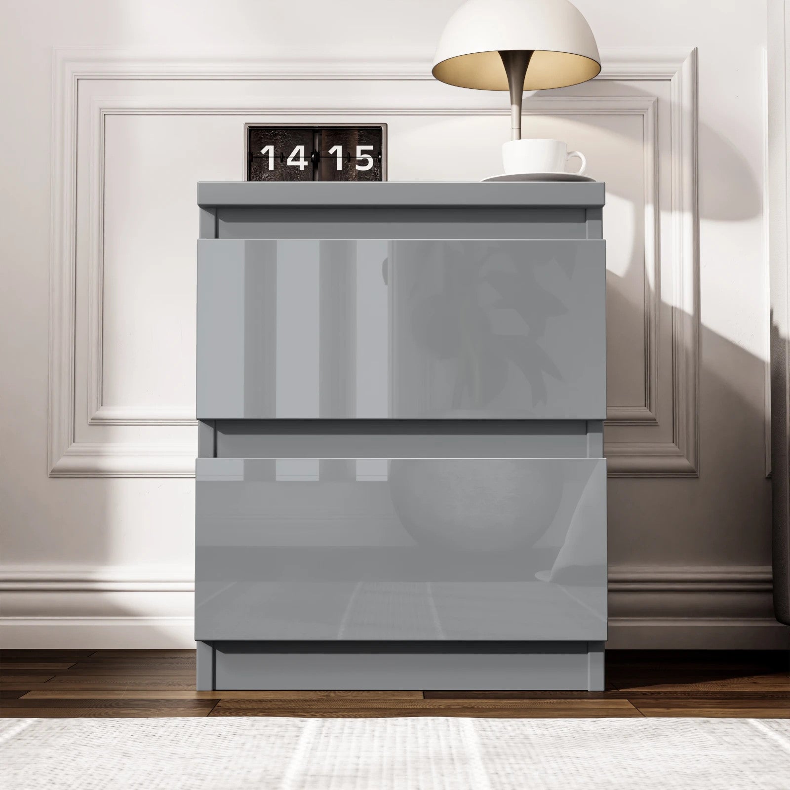 High Gloss Chest of Drawers Bedside Cabinet Tall Wide Storage Bedroom Furniture