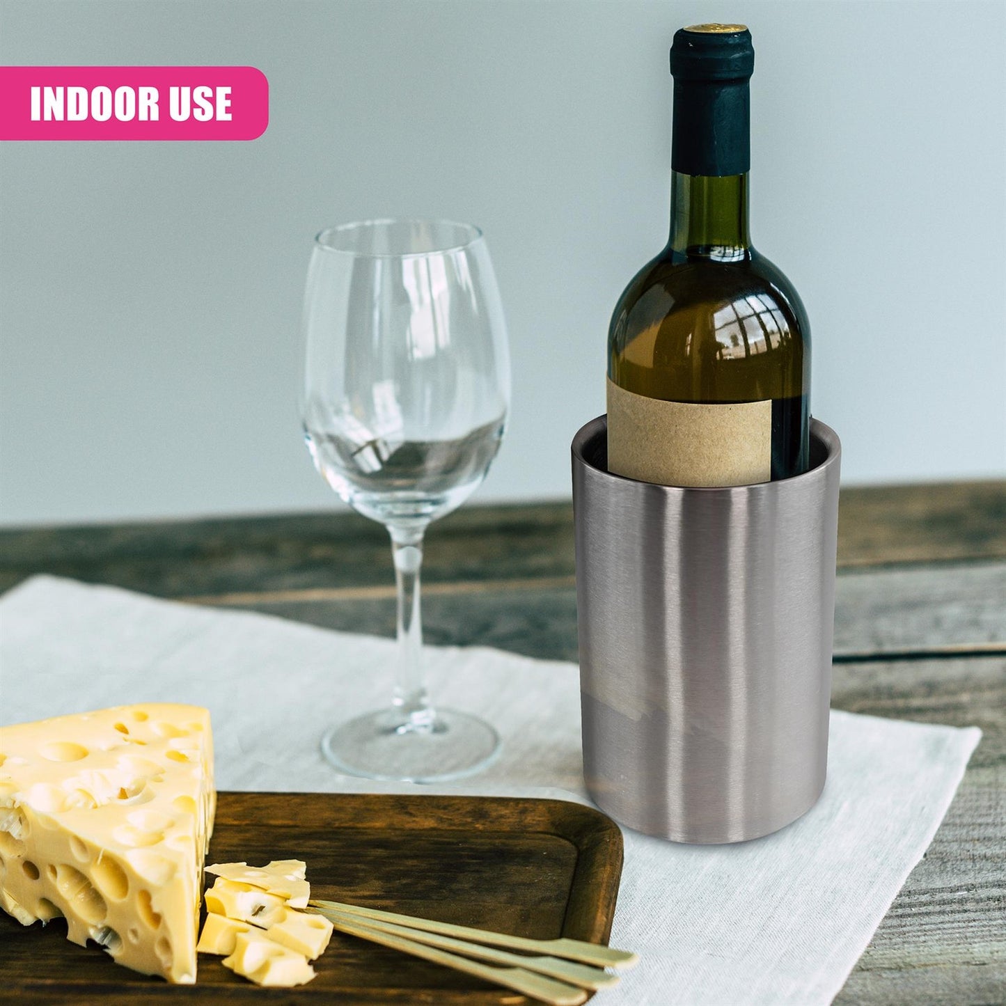 Champagne Bottle Ice Cooler Stainless Steel Double Walled Brushed Wine Cooler